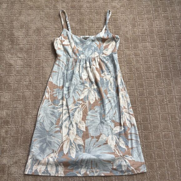 Tommy Bahama Floral Cami Tank Dress Women S Blue Brown Tropical Palm Travel Soft - Picture 1 of 6